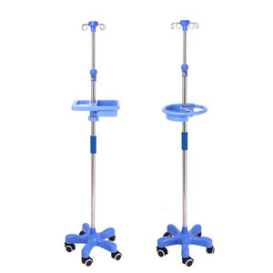 Support IV portable en acier inoxydable épaissi, réglable en hauteur, avec roulettes, adapté à un usage domestique. - Product Image 5