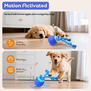 Jouets couineurs pour chiens : balle rebondissante et sauteuse activée par le toucher avec corde - Product Image 3