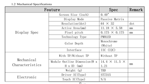 Module d'affichage OLED 0,49'' 64x32 S T7315 I2C 14 broches, écran à angle de vision complet pour l'électronique intelligente - Product Image 3