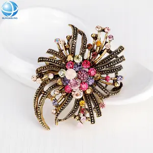 Factory korea rhinestone flower brooch for mother's day gift