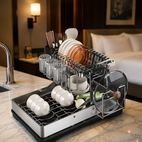 Étagère de cuisine multifonctionnelle de haute qualité à deux niveaux, résistante à l'eau, avec cadre robuste pour l'organisation des articles divers de cuisine