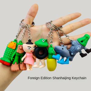 Caliente nuevo extranjero Shanhaijing PVC llavero modelado abstracto palo de madera hombre caza extraño hecho a mano caja ciega mochila colgante - Product Image 4