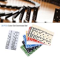 Ensemble de dominos à pois de couleur 28 pièces, jouet en plastique amusant en boîte simple pour jeu décontracté pour la maison, la famille et les voyages