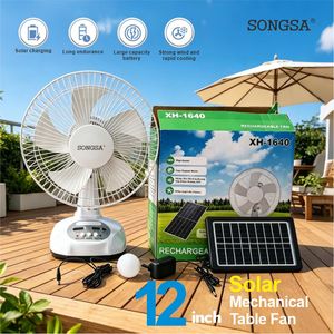 Factory Direct Wholesale Portable 12 Inch Rechargeable Charging Supported for <b>Outdoor</b> & Home Use 3 Speed Solar Powered <b>Table</b> Fan - Product Image 1