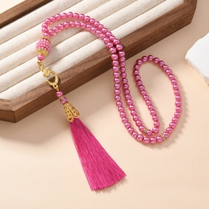 99 Beads 6mm Crystal Glass Tasbih Muslim Prayer Beads Necklace Wholesale Misbaha <strong>for</strong> Dhikr Ramadan <strong>Eid</strong> <strong>Gift</strong> - Product Image 1