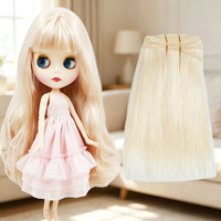 Extensions de cheveux synthétiques en fibre protéinée à trame unique pour poupées Blythe, boucles Jerry, ondulations profondes, lissées, densité 200%