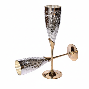 Copa de vino de acero inoxidable grabada, proveedor de confianza, fabricante de copas de champán, proveedor mayorista plateado - Product Image 1