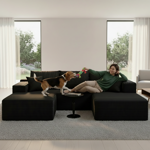 Sofá Modular en Forma de U Extra Grande, Sofá Seccional con Asientos Profundos, Tapizado en Tela de Pana, con Espuma Viscoelástica, <span class=keywords><strong>para</strong></span> Sala de Estar Moderna - Product Image 2