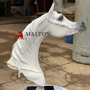 Sıcak satış döküm bronz masa koymak at başkanı heykel metal beyaz renk at kafası ev dekorasyon için