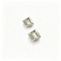 Conector Modular RJ45 E-HONG 8P8C CAT5e FTP Blindado Plateado de Cuerpo Corto para Cableado LAN Compacto de 24-26 AWG OEM ODM