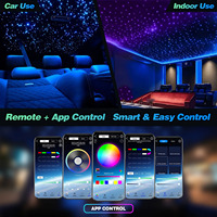 Kit d'éclairage intérieur pour voiture avec étoiles, 16W, 500 fibres optiques compactes, télécommande et application, pour plafond de voiture