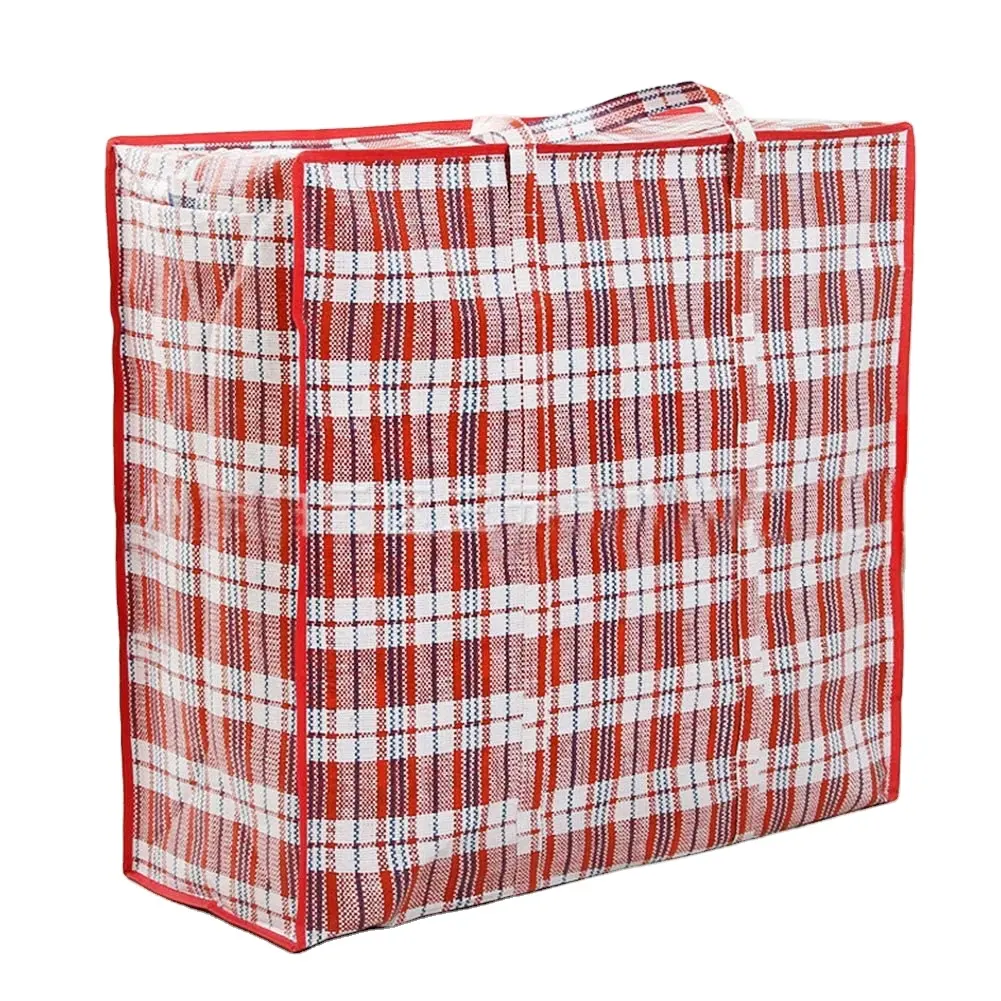 Lo Shopping di stoccaggio Jumbo di grande capacità personalizzato ricicla le borse con cerniera tessute in PP riutilizzabili con chiusura a cerniera
