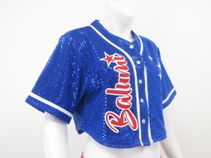 Maillot de baseball à sequins bleu, design personnalisé, fabrication sur mesure, pour compétition, tenue d'équipe de cheerleading, maillot de baseball à sequins - Product Image 4