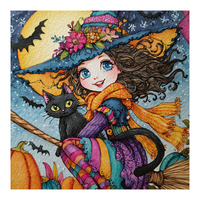 CHENISTORY Peinture par numéros DIY, motif Sorcière d'Halloween, pour adultes, cadeau DIY, peinture à la main sur toile