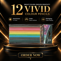 Crayons à dessin et à croquis de 12 couleurs, fournitures artistiques multicolores, emballage sous blister
