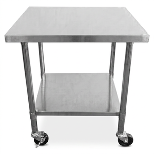 Stainless Steel 2 Tier Wheeled Workstation, Commercial Mobile <b>Prep</b> <b>Table</b> with Casters for Commercial <b>Kitchen</b> Food Service - Product Image 1