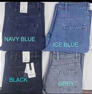 Pantalon en jean pour femme, taille haute, jambe large, avec ceinture intégrée, confortable, style décontracté et urbain, en denim bleu, pour le quotidien - Product Image 3