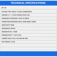 Subwoofer actif de 12 pouces avec traitement DSP, haut-parleur à basses ultra profondes haute puissance, système de sonorisation portable pour la scène mobile