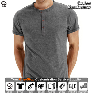 Mode pour hommes personnalisée Henley T-Shirt à manches courtes doux tricot respirant décontracté basique T-shirt quotidien tenue hauts été coton chemises - Product Image 2