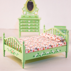 Maison de poupée <span class=keywords><strong>en</strong></span> <span class=keywords><strong>bois</strong></span>, ensemble de meubles de chambre à coucher, lit <span class=keywords><strong>Miniature</strong></span>, meubles de lit 1:12, chaise à bascule, Dressing, miroir, armoire, 5 pièces - Product Image 4