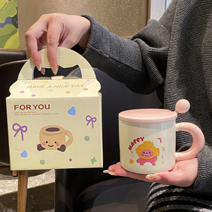 Tazza in Ceramica Carina per Casa e Coppie, Design Elegante, con Cannuccia, per Caffè, Tè e Altre Bevande, Logo Personalizzato, Regalo Perfetto per Amici - Product Image 4