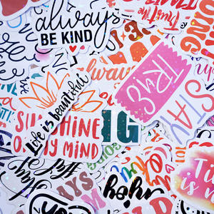 Lot de 100 autocollants motivants, étoiles holographiques, paillettes, autocollants en vinyle imperméables, autocollants adhésifs imprimés, autocollants découpés pour bagages - Product Image 3