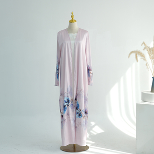 Nouvel ensemble Abaya 2026 à ouverture frontale pour femmes musulmanes, robe imprimée florale avec hijab assorti, vêtements islamiques élégants pour femmes - Product Image 3