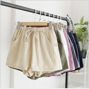 Pantalones cortos informales de algodón para mujer, ropa de calle de talla grande de cintura media, pantalones cortos holgados de primavera caliente, tejido - Product Image 3