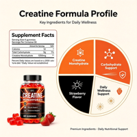 SYC BIO Créatine Monohydrate Gummies Complément Quotidien pour le Bien-être Musculaire 60 Comprimés Fraise 1250mg OEM Marque Privée ODM