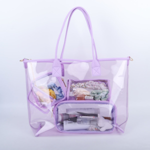 Bolsos de Mano Personalizados de PVC Transparente e Impermeable para Mujer, para Verano/Invierno, con Bordado, para Viajes, Playa y Almacenamiento al Aire Libre - Product Image 1
