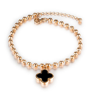 <span class=keywords><strong>Personnalisé</strong></span> en gros mode délicate plage 18K plaqué or rose boule chaîne trèfle bracelets de <span class=keywords><strong>cheville</strong></span> pied bijoux bracelets de <span class=keywords><strong>cheville</strong></span> pour les femmes - Product Image 1