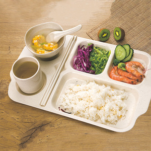 Gowa Food Grade Melamine Divided Plate Rectangle Canteen Use Drop Resistant Easy Wash - Product Image 1