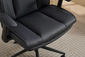 Modern Green Leather Criss Cross Ergonomic Office <b>Chair</b> with Flip‑Up Armrests Adjustable Height - Product Image 4