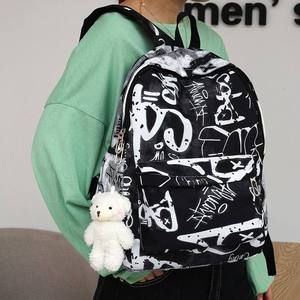 New Junior High School Students Schoolbag Personalized Letters Prints Shoulder Bag <b>Large</b>-<b>capacity</b> <b>Backpack</b> - Product Image 6