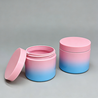 Pot en plastique rose givré de 3 oz, 5 oz, 8 oz, 10 oz, 12 oz, 16 oz avec logo doré pour crème corporelle et lotion visage, emballage cosmétique