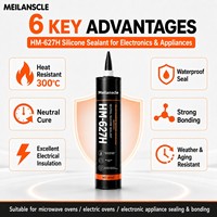 HM-627H RTV Silicone Sealant Perekat Tahan Air Suhu Tinggi Netral Cure untuk Konstruksi dan Rumah Tangga Warna Hitam 300ml Foshan