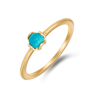 Emotiona Circuluml Factory Bague en Argent Sterling 925 Plaqué Or 14K avec Pierre Précieuse Turquoise Opale Simpler