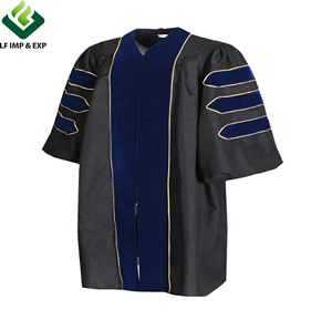 Abito di dottorato all'ingrosso Tam nero rifinitura con Piping oro abito di laurea Deluxe abito di dottorato uniforme vestito Phd - Product Image 5