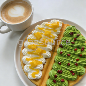 Lifelike Split Belgian Waffle Figurine Plastic Eco-Friendly Faux Mango Cream Matcha <b>Toppings</b> <b>Aesthetic</b> Food Decor Home Kitchen - Product Image 5