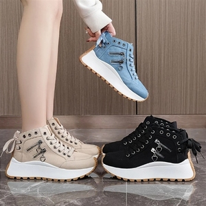 Chaussures décontractées montantes <span class=keywords><strong>pour</strong></span> femmes 2025 – 3 couleurs, semelle épaisse, fermeture éclair et lacets, détail cœur, antidérapantes, toutes saisons - Product Image 2