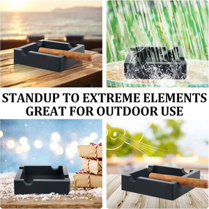 Cendrier d'extérieur en silicone pour cigares, grand modèle, pour terrasse, quatre fentes, résistant à la chaleur, incassable, carré, décoratif, pour la maison - Product Image 3