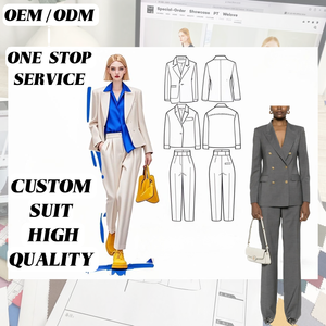 Conjunto de traje de negocios ejecutivo <span class=keywords><strong>para</strong></span> mujer a medida OEM ODM de fabricación, chaqueta de ajuste personalizado Premium, <span class=keywords><strong>pantalones</strong></span>, chaqueta italiana de lujo <span class=keywords><strong>para</strong></span> mujer - Product Image 5