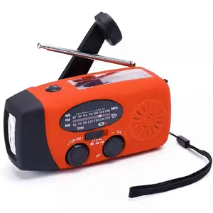 Draadloze Nood 2000Mah Solar Hand Crank Radio Met Sos Alarm Wind Up Radio