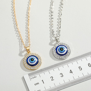 Evil Eye Pendant <strong>Necklace</strong> With Diamond Blue Turkish Eye Kabbalah Protection Gift <strong>Necklace</strong> - Product Image 4