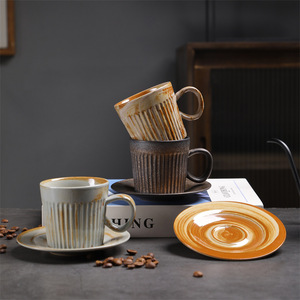 Tasses à expresso vintage - Tasses japonaises rétro en <span class=keywords><strong>terre</strong></span> <span class=keywords><strong>cuite</strong></span> conçues dans un style niche, faites à la main, style wabi-sabi, tasses à thé de l'après-midi en céramique - Product Image 1