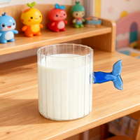 Tasses et mugs en verre borosilicate écologiques de 420 ml, design queue de baleine, sans BPA, anti-fuite, compatibles lave-vaisselle, pour café, thé et plus