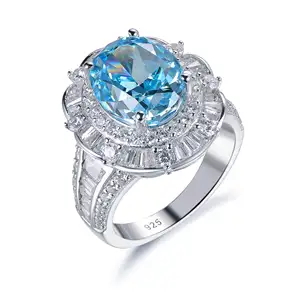 New trend sapphire stone diamond ring 925 sterling silver ring jewelry for women custom engagement wedding rings