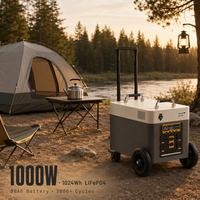 Station d'alimentation mobile 1000W 1024Wh Batterie LiFePO4 4S1P 80Ah avec sortie AC 220V 50Hz et durée de vie de plus de 3000 cycles