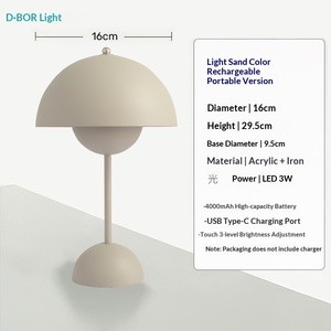 <span class=keywords><strong>Lampe</strong></span> de table moderne de style nordique avec commande tactile, recharge USB, batterie, lumière de nuit DIY avec LED pour chambre à coucher et bureau - Product Image 6