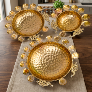 Ensemble de 3 Urli en fer avec motif paon, finition revêtement en poudre et Mirgan - Product Image 5